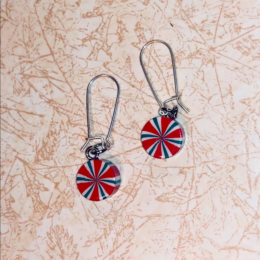 Christmas peppermint candy earrings